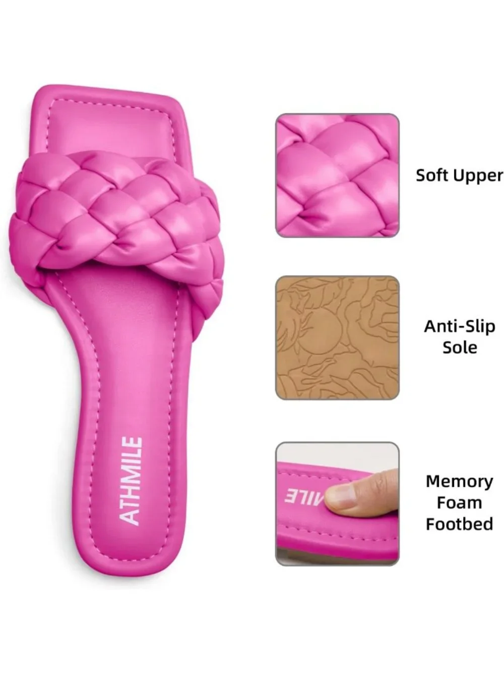 Stylish Braided Women's Slide Sandals, Square Open Toe, Trendy Summer Footwear
